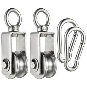 Cable Pulley Wheel for Rope with Clip,Ball Bearings, Smooth No Noise, 360° Swivel Small Wire Pulley for Pulley System Lifting, DIY Home Gym, Winch, 2 Pack