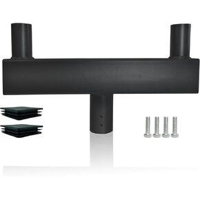 Bullhorn Light Bracket with 2 Tenon Adapters 2-3/8,180 Degree Double Bull Horn Mounting Arm for Round Pole, Heavy Duty Low Profile Bullhorn for Led Parking Lot Lighting, Shoebox Lights (Black)