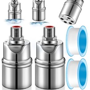 2 Pcs 1/2'' Water Float Valve 304 Stainless Steel Automatic Water Level Control Float Valve Water Level Controller with Bracket for Water Tank, Pool, Water Tank, Livestock Troughs