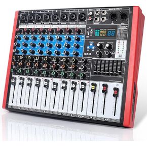 Kmise 8 Channel Professional Audio Mixer 99 Sound Effects Sound Board BT USB Mixer for DJ Stage Live Streaming