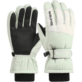 RIGWARL Kids Mittens Waterproof Winter Ski Warm Thermal Lined Long Cuff with Velcro