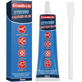 Leather Glue 60 ml, Flexible Leather Glue Repair, Strong Clear Adhesive for Shoes, Purses, Furniture, Clothing, Bags and PU, Waterproof, High Strength