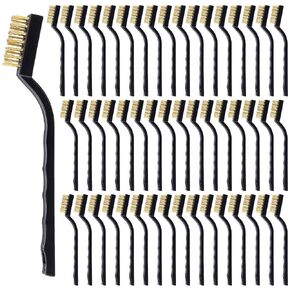 HOZEON 50 PCS Mini Wire Brushes, Brass Cleaning Brushes, Wire Bristle Brush, Wire Brush Scratch Brush for Cleaning Rust, Welding Slag and Paint Stripping, 7 Inch