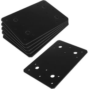 6 Pack Black Flat Mending Plate, 6" x 3-7/8" Steel Straight Tie Plate for Wood, 2.9mm Thick