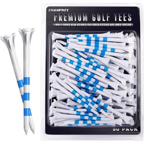 CHAMPKEY Premium 3 Prongs Golf Tees 50 Pack or 100 Pack - Low Friction and Resistance Golf Plastic Tees - Improve Swing Accuracy and Distance (50 Pack, 3-1/4")