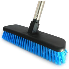 Heavy-Duty Push Broom Brush, Deck Brush with 55" Retractable Long Handled Floor, Floor Scrub Brushes, Brush Stiff Bristle Scrubbing Brush for Cleaning Bathroom Kitchen Carpets Garage and Tiles