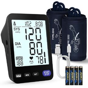Blood Pressure Machine for Home Use, 9"-17" & 13"-21", 2 Size Cuffs Included, Medium/Large & Extra Large XL BP Cuff, Accurate Automatic Digital Upper Arm BP Monitor, 5" Display, 3-User Mode, A01-BL