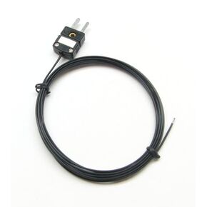 Type J Thermocouple Probe, 2M Long (~6Ft), PFA High Temperature Insulation, Mini Male Deluxe Connector, 24 Gauge Solid Core Wire