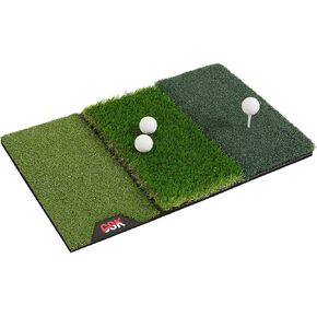 GSK Golf Hitting Mat 15×25inch Foldable Tri Grass Swing & Chipping & Tee Shot Golf Exercise Portable Backyard Garage Adult Kids Practice TPR Thickened Golf Training Pad