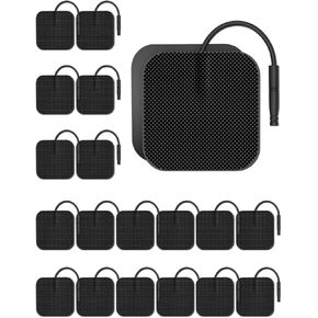 TENS Unit Electrode Pads with Reusable Self-Adhesive Performance, Replacement Pads Compatible with TENS Use 2mm Lead Wires Such as Brand TENS 7000/3000, AUVON, Neocarbon, Nicwell Care (Black)