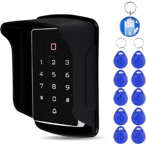 RFID Standalone Access Control Card Reader Digital Keypad with 2000 Users+10pcs EM4100 Tags + Raincover for Outdoor for Home/Apartment/Factory Secure System