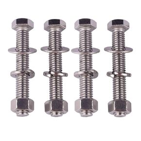 8 Sets 3/8-16 x 1 Stainless Steel Hex Head Screws Bolts with Nuts Flat Washers Lock Washers 304 SS 18-8, Fully Threaded Silver