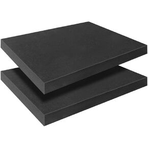Foam Inserts for Cases, 2 Pcs 16 x 12 x 1.5 Inch Black Polyurethane Foam Sheets, Cuttable Packing Foam Padding for Tool Box, Camera, Crafts and Storage