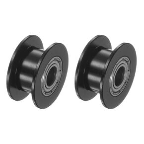 2Pcs 2GT Idler Pulley - [5mm Bore x 18mm Outer Diameter]Synchronous Wheel Without Teeth for 6mm Width Belt 3D Printer CNC Mechanical Drive Use, Aluminium Alloy, Black
