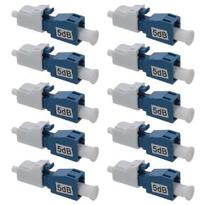 LC/UPC SM Fiber Optic Attenuator 10pack Round Easy Installation Male-to-Female Single-Mode Fixed 5dB LC Attenuator Optical Device Measurement