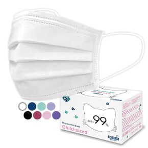 Medtecs Kids Face Mask Disposable - 2 Sizes Option (Child/Youth) - Comfy 3-Ply Breathable Children Masks, The Better Choice - Child | White