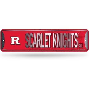 Rico Industries, NCAA Rutgers Scarlet Knights Metal Street Sign 4" x 15" Home Décor - Bedroom - Office - Man Cave