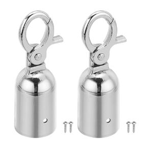 PATIKIL 1.3"x3.7" Stanchion Rope End Stopper, 2 Pack Cord End Caps Barrier Rope End Cap Snap Hooks for Crowd Control Queue Divider, Silver