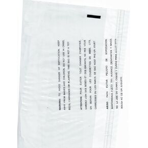 Clear Poly Bag, Sets of 100; Self-Sealing Suffocation Warning Mailer Bags / 11"x14" (11"x14", 1, Set)