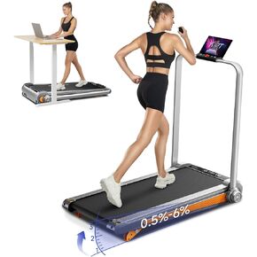 ProIncline Foldable Treadmill with Fixed 6%,Walking Pad with Handle Bar 3 Level Incline,300 Lbs Capacity Under Desk Treadmill for Home Office with LED Display & Remote Control & APP