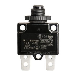 Baomain 17A Circuit Breaker Thermal Overload Protector, S11 Series 125/250VAC/65VDC, Manual Reset Thermal Circuit Breakers Black UL CE Listed Pack of 10 (17 Amp.)