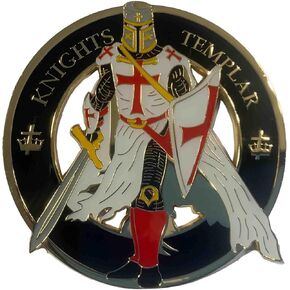 Knights Templar Emblem (3") (Auto Emblem or Masonic Showcase) Three Variations for Your Leisure Pleasure. (Standing Erect/Resting on Sword (Black Shin Guard))