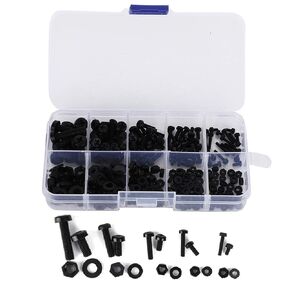 270pcs Nylon Plastic Screws Bolts and Nuts and Gaskets Kit, Hexagon Pan Head Screws, M2/M2.5/M3/M4/M5 Hex Socket Head Screws Bolts and Nuts and Washers Assortment Set (Black