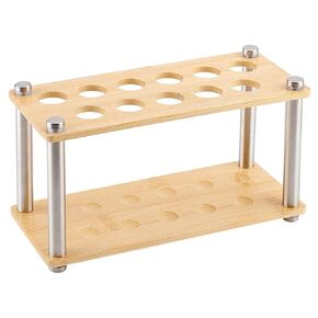 AHANDMAKER Test Tube Rack, 11 Holes Lab Test Tube Holder for 21.5mm Diameter Test Tubes, Lab Test Tube Rack for Scientific Experiments, Wood Spice Rack Organizer, Burlywood