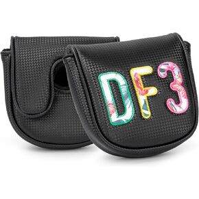 Golf Putter Covers DF3 Mallet Putter Headcover Magnetic Closure Putter Covers Leather Mallet Putter Covers for DF3 Putter, Black