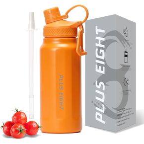 Sports Water Bottle, Insulated Water Bottle With Straw, Stainless Steel Water Bottle Wide Mouth for Sports, Gym or Office, BPA-Free Keep Cold 24H Hot 12H (Orange, 25 oz)