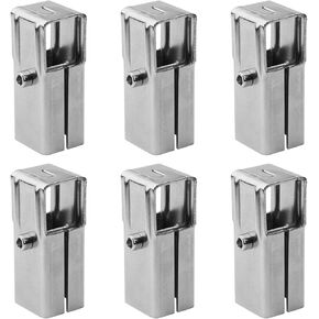 6 Pcs 1" Square Tube Connector, 2 Way T Split Square Tube Clamp, Stainless Steel