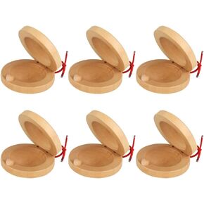 6 Pcs Wooden Finger Castanets Musical Castanets Instrument Educational Percussion Rhythm Castanets Musical Clap Board for Kids Adults