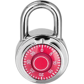 Combination Padlock 1 Pack, Fixed Dial Combination Padlock with Different Combinations, 2 in. Wide. Red Turntable, Lock for Gym & Locker, School, Toolbox, and More