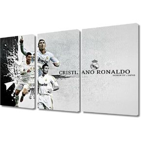 Lionel Messi Pictures 3 Panels Canvas Wall Art NYAP Football Stars Paintings Modern Home Decoration Artwork for Poster Print Wall Decor Framed Gallery Wrapped Stretched Ready to Hang 42x28 in