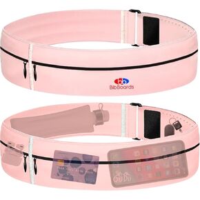 Running Belt for Men & Women - Water & Sweat-Repellent No Bounce Runners Fanny Pack for Phone, Keys, Cards & Money, Adjustable Running Band for Marathon, Jogging, Cycling — Pink, 44"