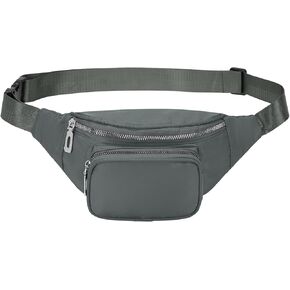 Large Fanny Pack for Women Men, Waist Packs Belt Bag with Zipper Pockets, Crossbody Bag Hand-Free Water Resistant Nylon for Hiking Running Workout Pink