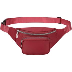 Large Fanny Pack for Women Men, Waist Packs Belt Bag with Zipper Pockets, Crossbody Bag Hand-Free Water Resistant Nylon for Hiking Running Workout Pink in Kuwait