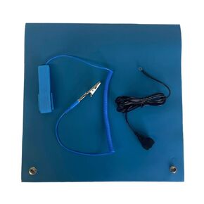CHIP QUIK CQ-ESD-MAT-1x1 1 x 1 Foot ESD Mat 2mm/0.079" Thick, Light Blue, 2 Buttons, Wrist Strap, Ground Cord