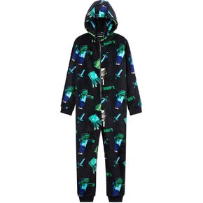 Minecraft Boys Fleece Hooded One-Piece Pajamas, Warm Fleece Hooded Loungewear Suit for Boys - Gifts for Gamers in Kuwait