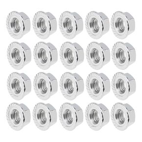 M8 x 1.25mm Serrated Flange Hex Lock Nuts, 20pcs Hexagon Flange Nuts 304 Stainless Steel, Full Thread, DIN6923 Standard