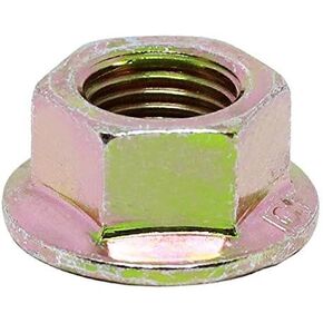 (25pcs) BelMetric M10X1.25 JIS Hex Head Serrated Flange Nut 14mm Wrench, Class 10 Yellow Zinc for Automobile, Motorcycle, and Mechanical Applications NF10X1.25YLW