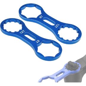 2Pcs Bicycle Fork Cap Wrench, Aluminium Alloy Bike Front Fork Repair Tool, Suspension Forks Cap Spaner Suitable for Suntour XCR/XCM/XCT/RST, Blue
