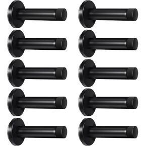 10Pcs Door Stop Black Matte Bottom of Door Stops 3.5 Inch Heavy Duty 304 Stainless Steel Door Stopper with Rubber Tips Bumper for Wall Door Sound Dampening