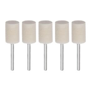HARFINGTON 5pcs Wool Felt Mounted Mandrel Points 12mm Head 1/8 Inch Shank Cylinder Polishing Bits Burrs Felt Polishing Buffing Wheel for Rotary Tool