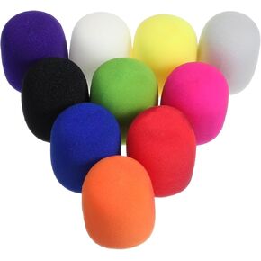 10Pcs Microphone Covers Foam,Colorful Mic Covers for Microphones,Thick Microphone Foam Covers,Thickness 1cm/0.39 in Reusable Mic Cover for Most Handheld Microphone for Karaoke DJ (10 Color)