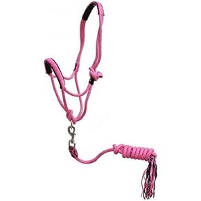 Showman Pony Braided Nylon Cowboy Knot Rope Halter w/Lead