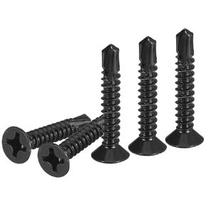 25Pcs ST5.5x32mm Self Drilling Screws, 410 Stainless Steel Flat Head Phillips Sheet Metal Screw - Good for Wood to Metal, Furniture - Black