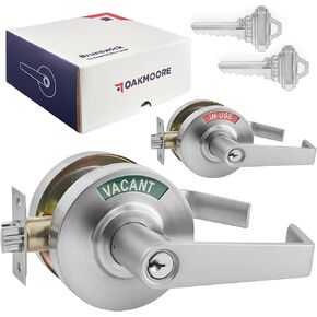 Heavy Duty Indicator Lever Lock | Keyed Entry for Restaurants, Gyms, Hospitals, Warehouses, and Medical Facilities | Silver Vacant/Engaged Lock with Key