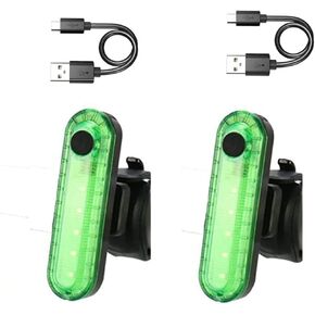 2 Pcs Green LED Bicycle Light, USB Rechargeable Bike Tail Light, Bright Rear Cycling Safety Flashlight, 4 Light Mode Options for Adult Men Women Road Mountain Waterproof 220mAh (2 USB Cables Included)