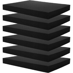 6PCS Polyurethane Foam Sheet, 16 x 12 Inch Tool Box Foam Inserts for Toolbox Camera Storage and Crafts, 1.5 Inch Thick Black Foam Padding Cuttable Cushion Foam Packing Pads